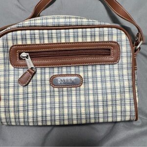 Esprit Cream Canvas Crossbody with Brown Leather Strap